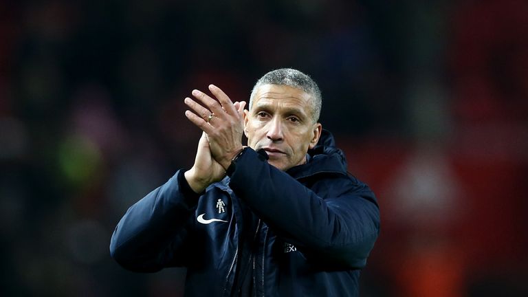  during the Premier League match between Manchester United and Brighton & Hove Albion at Old Trafford on January 19, 2019 in Manchester, United Kingdom.