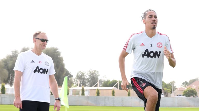 Chris Smalling during a first team training session at Nad Al Sheba Sports Complex