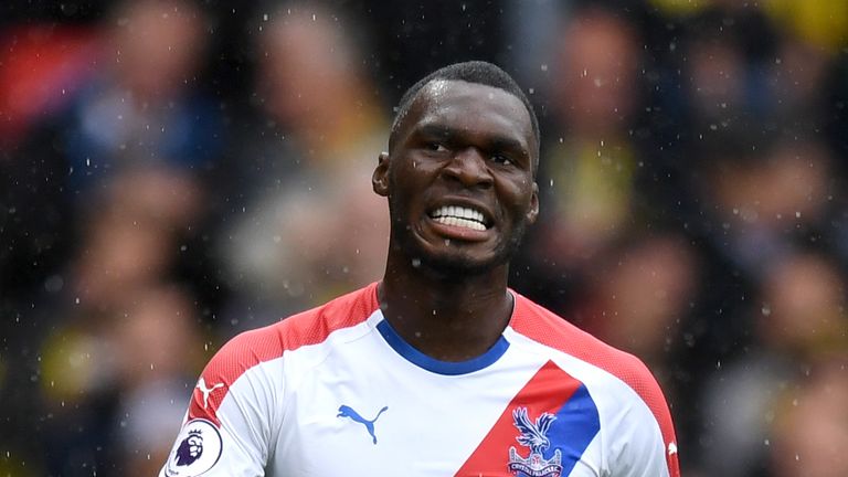 Christian Benteke during the Premier League match between Watford FC and Crystal Palace at Vicarage Road on August 26, 2018 in Watford, United Kingdom.