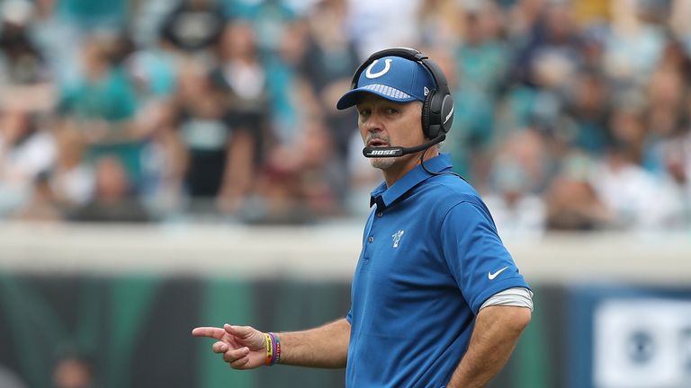 Head coach Chuck Pagano of the Indianapolis Colts waits near the sidelines in the second half of their game against the Jacksonville Jaguars at EverBank Field on December 3, 2017 in Jacksonville, Florida