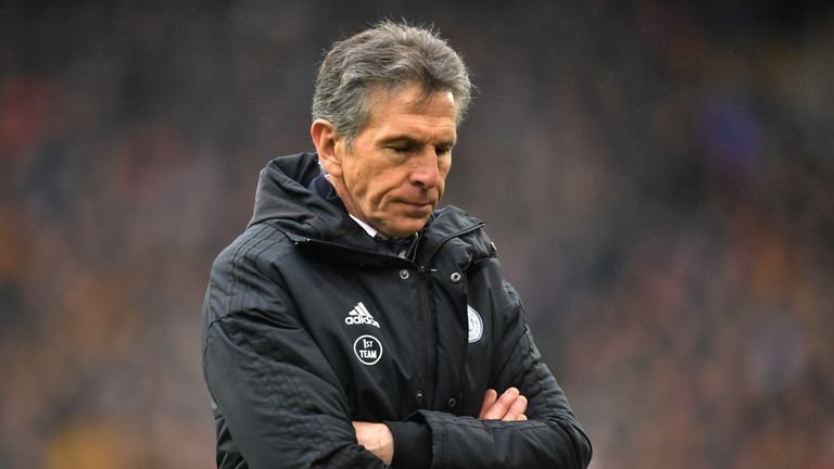 Claude Puel during the Premier League match between Wolverhampton Wanderers and Leicester City at Molineux