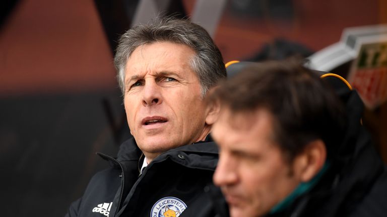 Claude Puel during the Premier League match between Wolverhampton Wanderers and Leicester City