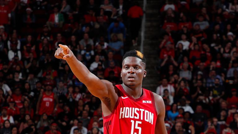 Clint Capela of the Houston Rockets in action