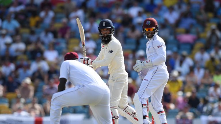 Moeen Ali made a pair in England's heavy defeat at Kensington Oval