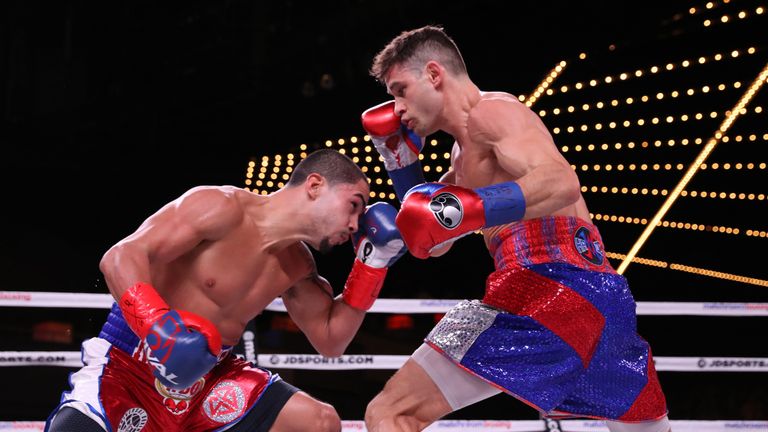  Chris Algieri and Daniel Gonzalez during their fight at the Hulu Theater at Madison Square Garden.  