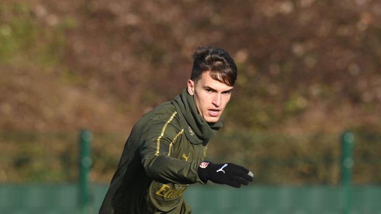 New Arsenal loan signing Denis Suarez during a training session at London Colney