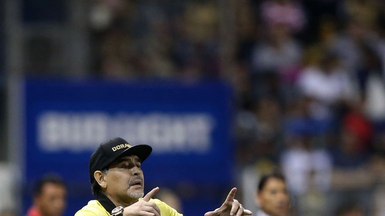 Diego Maradona, coach of Dorados de Sinaloa