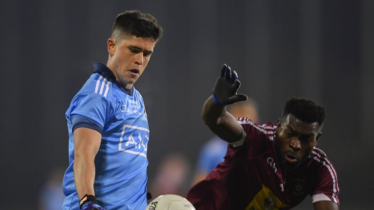 Conor Mullally of Dublin in action against Boidu Sayeh of Westmeath