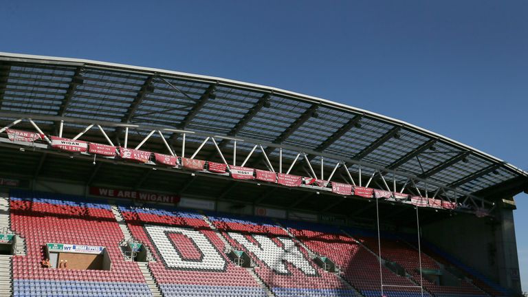 A general view of Wigan's DW Stadium before the Betfred Super League match. PRESS ASSOCIATION Photo. Picture date: Friday May 5, 2017. See PA story RUGBYL Wigan. Photo credit should read: Richard Sellers/PA Wire. RESTRICTIONS: Editorial use only. No commercial use. No false commercial association. No video emulation. No manipulation of images.       