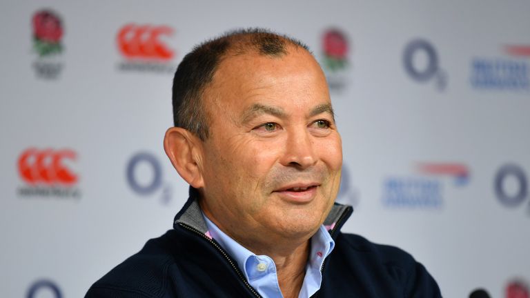 Eddie Jones announces his England squad for the 6 Nations during a press conference at Twickenham Stadium