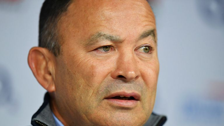 Eddie Jones announces his England squad for the 6 Nations during a press conference at Twickenham Stadium