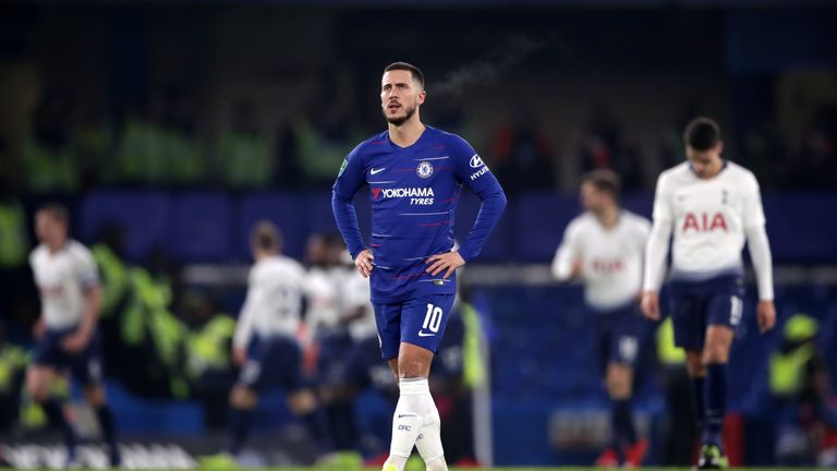 Eden Hazard during Chelsea vs Tottenham in the Carabo Cup