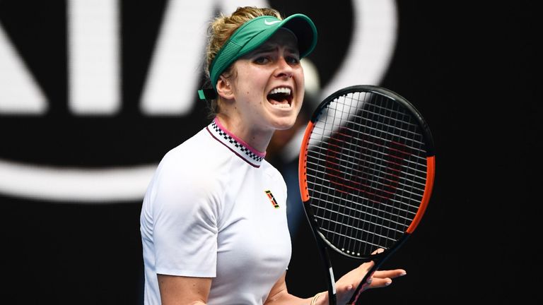 Ukraine's Elina Svitolina reacts after a point against Slovakia's Viktoria Kuzmova during their women's singles match on day four of the Australian Open tennis tournament in Melbourne on January 17, 2019