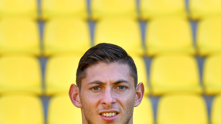 Emiliano Sala poses during official team photos for Nantes on September 18, 2017 