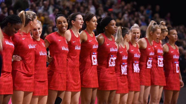 The Vitality England Roses during the Netball Quad Series