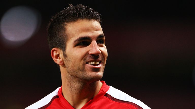 Cesc Fabregas plays for Arsenal in the Champions League.