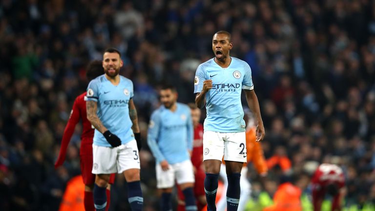  during the Premier League match between Manchester City and Liverpool FC at the Etihad Stadium on January 3, 2019 in Manchester, United Kingdom.