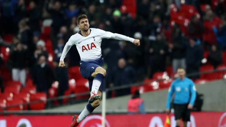 Fernando Llorente celebrates scoring Tottenham&#39;s winner