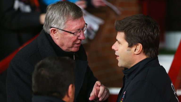 Sir Alex Ferguson and Mauricio Pochettino in 2013