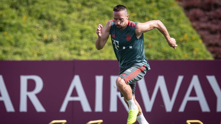 Franck Ribery at Bayern Munich training in Doha, Qatar