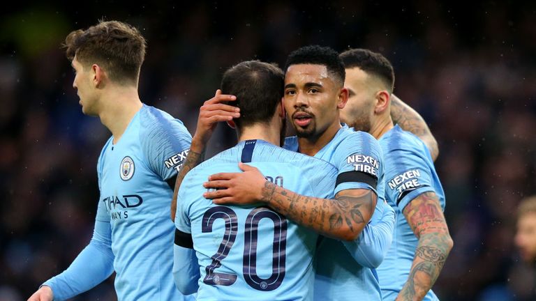 Gabriel Jesus celebrates scoring Manchester City's opener against Burnley