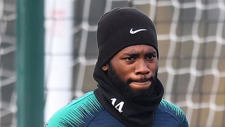 Georges-Kevin N'Koudou takes part in a training session at Tottenham Hotspur's Enfield Training Centre on November 5, 2018