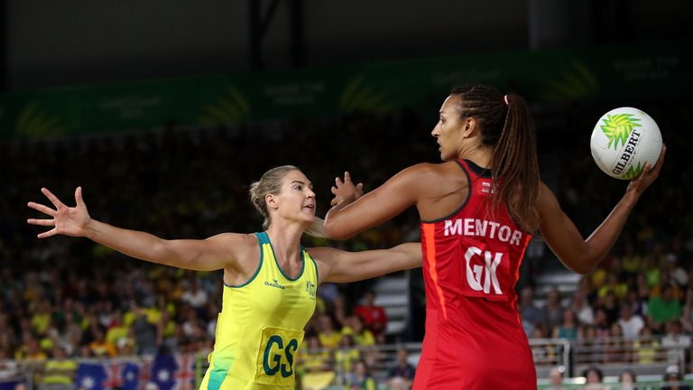 Geva Mentor in action for the Vitality Roses during the Commonwealth Games