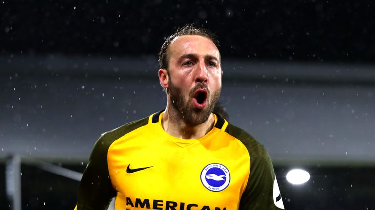 Glenn Murray celebrates giving Brighton a 1-0 lead