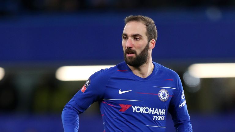 Gonzalo Higuain in action for Chelsea against Sheffield Wednesday