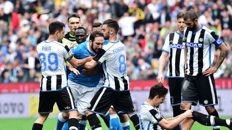 Higuain was handed an extended ban for his reaction to a red card against Udinese in April 2016