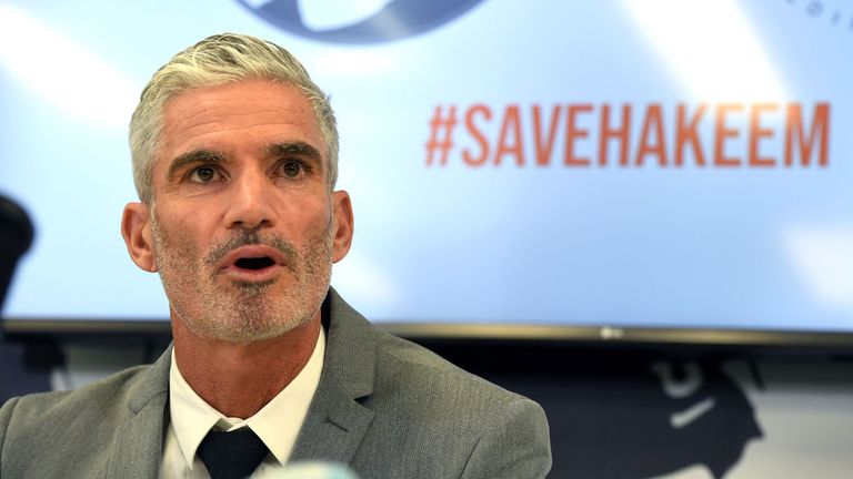 Former Australian football captain Craig Foster speaks during a press conference calling for the release of former Bahrain national footballer Hakeem al-Araibi