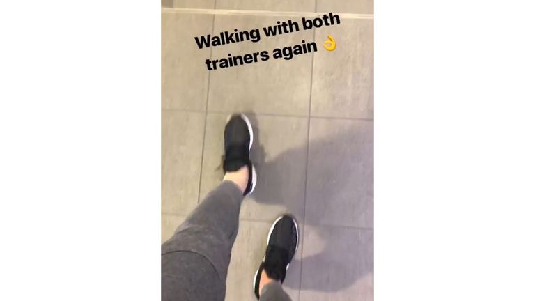 Harry Kane posted a shot of himself walking unaided on Instagram