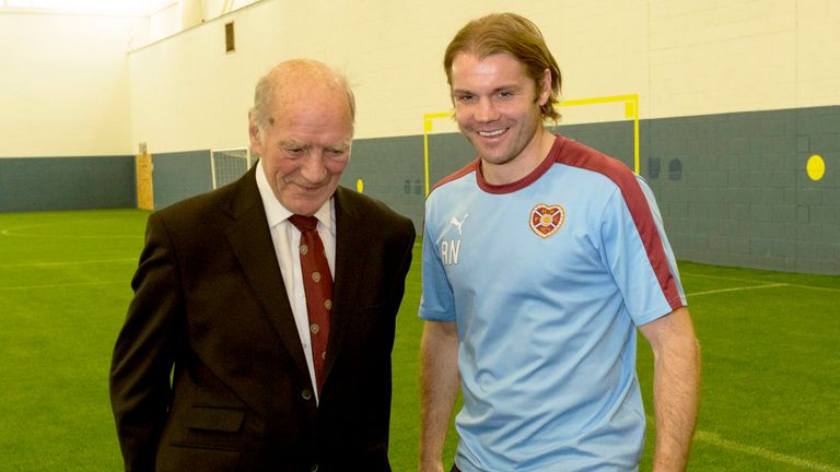 Hearts great Freddie Glidden (left) alongside former manager Robbie Neilson