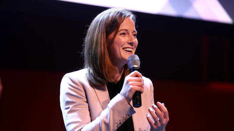 Team GB hockey Olympic Champion Helen Richardson-Walsh chats to the audience during Sport Industry NextGen 2018 at Village Underground on February 1, 2018 in London, England