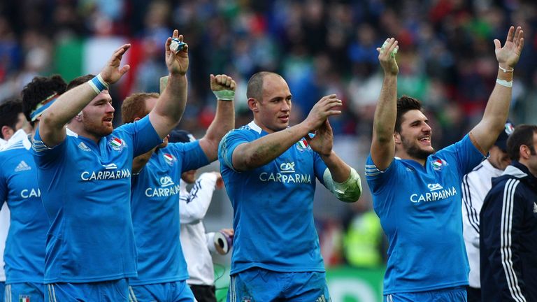 Italy celebrate their victory over Ireland in Rome during the 2013 Six Nations