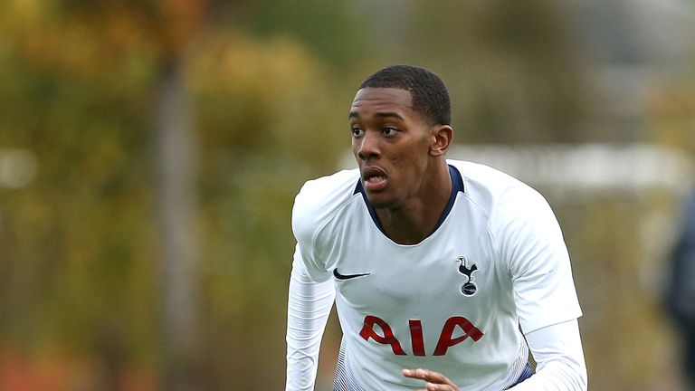 Jaden Brown in action for Tottenham youth side