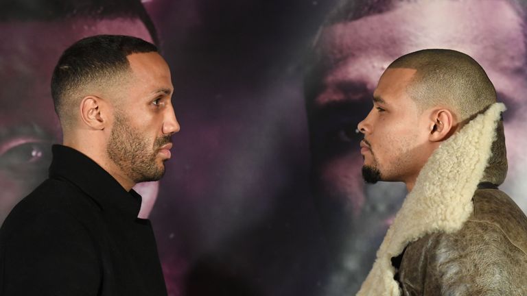 James DeGale and Chris Eubank Jr. during a press conference at the Hotel Cafe Royal
