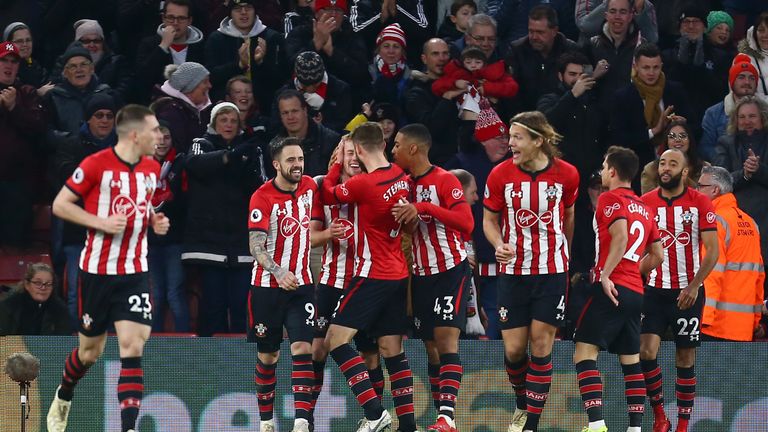 James Ward-Prowse celebrates his goal with team-mates