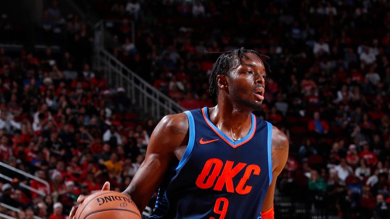 HOUSTON, TX - DECEMBER 25: Jerami Grant #9 of the Oklahoma City Thunder handles the ball during the game against the Houston Rockets on December 25, 2018 at the Toyota Center in Houston, Texas. NOTE TO USER: User expressly acknowledges and agrees that, by downloading and or using this photograph, User is consenting to the terms and conditions of the Getty Images License Agreement. Mandatory Copyright Notice: Copyright 2018 NBAE (Photo by Jeff Haynes/NBAE via Getty Images).