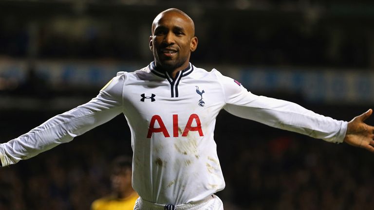 Jermain Defoe of Spurs celebrates scoring their second goal from the penalty spot during the UEFA Europa League Group K match between Tottenham Hotspur FC and FC Sheriff at White Hart Lane on November 7, 2013 in London, England.
