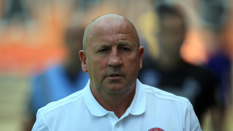 ACCRINGTON, ENGLAND - JULY 14:  John Coleman manager of Accrington Stanley during the pre-season friendly between Accrington Stanley and Huddersfield Town at The Crown Ground,on July 14, 2018 in Accrington, England. (Photo by Clint Hughes/Getty Images)