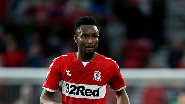Middlesbrough's John Obi Mikel during the FA Cup fourth round match at Riverside Stadium, Middlesbrough. PRESS ASSOCIATION Photo. Picture date: Saturday January 26, 2019. See PA story SOCCER Middlesbrough. Photo credit should read: Richard Sellers/PA Wire. RESTRICTIONS: EDITORIAL USE ONLY No use with unauthorised audio, video, data, fixture lists, club/league logos or "live" services. Online in-match use limited to 120 images, no video emulation. No use in betting, games or single club/league/player publications.