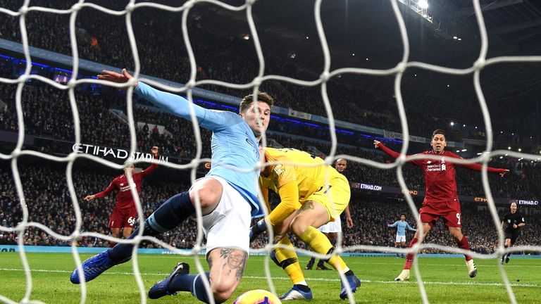 John Stones makes a goal line clearance