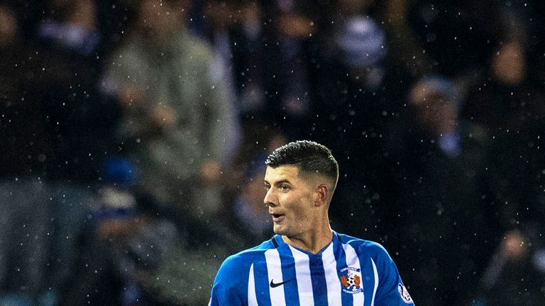 23/01/19 LADBROKES PREMIERSHIP.KILMARNOCK V RANGERS (2-1).RUGBY PARK - KILMARNOCK.Kilmarnock&#39;s Jordan Jones celebrates after scoring to make it 2-1