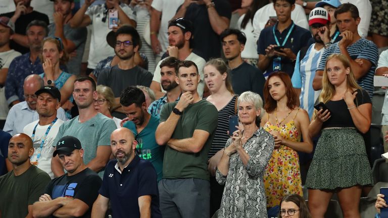 Both Judy and Jamie Murray watched the match unfold