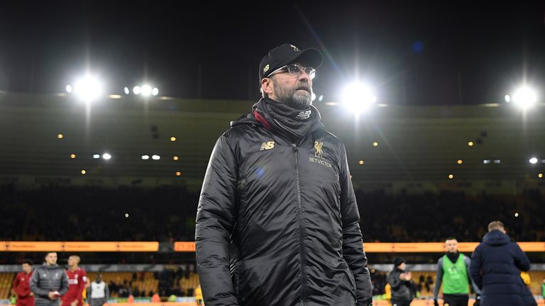 Jurgen Klopp during the Emirates FA Cup Third Round match between Wolverhampton Wanderers and Liverpool at Molineux on January 7, 2019 in Wolverhampton, United Kingdom.