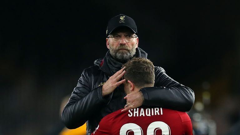 Jurgen Klopp comforted his players after their FA Cup exit at Wolves