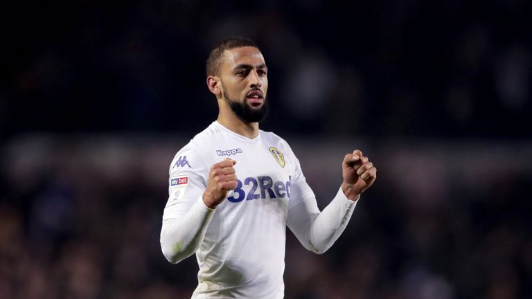 Leeds United's Kemar Roofe celebrates their victory at the end of the match v Blackburn Rovers at Elland Road, Leeds, 26 December 2018