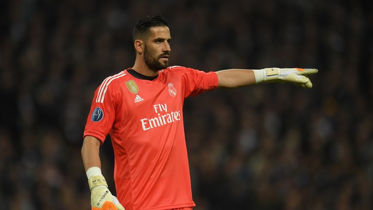 Kiko Casilla in action during the UEFA Champions League group H match between Tottenham Hotspur and Real Madrid at Wembley Stadium