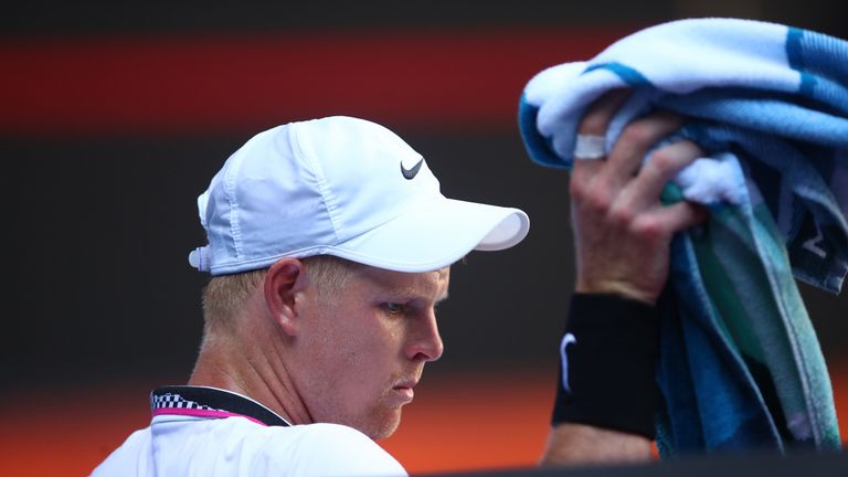 XX of ZZ returns the ball in his/her first round match against XX of ZZ during day one of the 2019 Australian Open at Melbourne Park on January 14, 2019 in Melbourne, Australia.